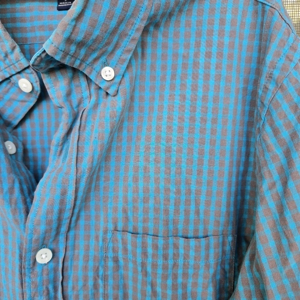 J. Crew Slim Fit Long Sleeve Button Down Blue And Gray Plaid Sz Small